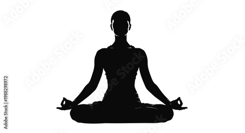 Yoga, meditation, silhouette, woman, black, vector, illustration, mindfulness, wellness, fitness
