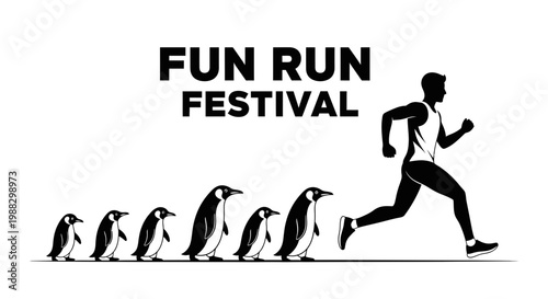 Penguin Friends Participate In a Fun Run Festival Depicting a Sporting Event