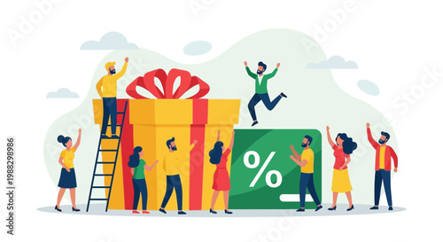 People Celebrate Gift and Discount Offers, Creating a Visual Representation of Success