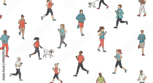 People Exercising Outdoors: Health, Wellness and Running for Physical Activity