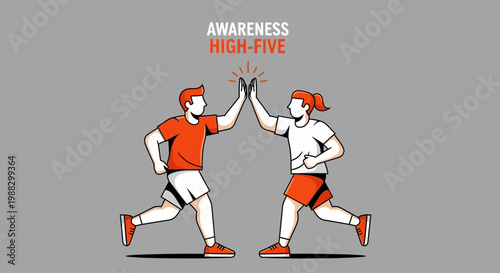 People High-Fiving Expresses Positive Energy and Achieving Goals with Enthusiasm Together