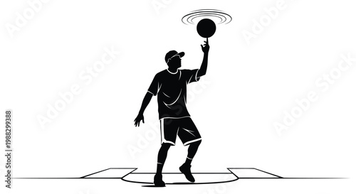 Black silhouette basketball player, throwing ball, sports icon, athletic motion, vector illustration