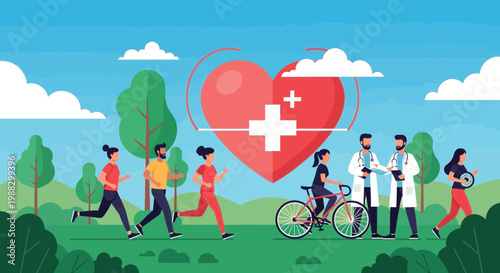 People Practicing Sports and Keeping Healthy Lifestyle, Medical Team Support Exercise with Love