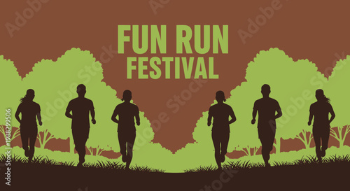 People Running In Fun Run Festival Event Graphic Design Illustration
