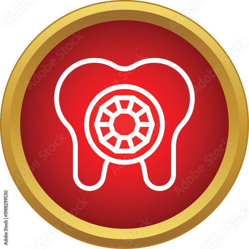 Stylized tooth outline with a diamond representing dental aesthetics and luxury