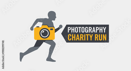 Photography Themed Charity Run Illustration Depicting Runner Holding A Camera Event