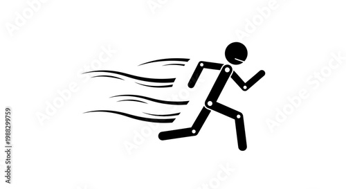 Pictogram Of A Running Figure Symbolizing Speed And Movement On White Background