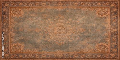 A vintage brown wooden door features an ancient carving pattern and aged grunge texture, framed by an antique metal plate with a rusty ornament design for a historic architectural entrance