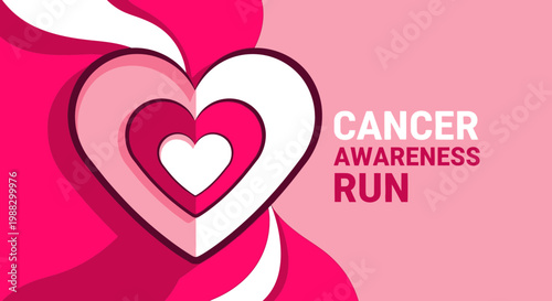 Pink Heart Symbolizing Cancer Awareness Run For Raising Funds And Support Campaigns