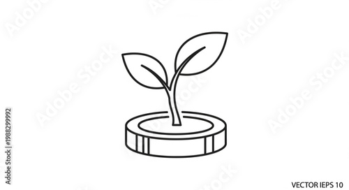 Plant Growing Out Of Coin.