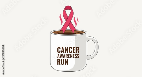Pink Ribbon Coffee Cup Inspiring Cancer Awareness Run Support