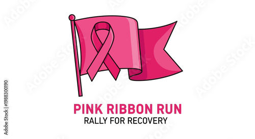Pink Ribbon Flag Campaign For Cancer Awareness And Support