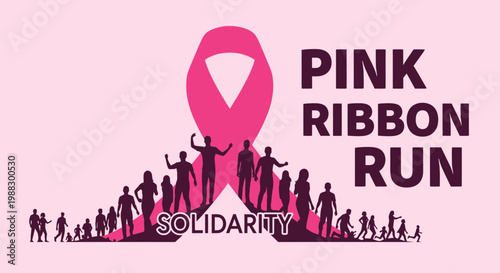 Pink Ribbon Run: A Gathering of Awareness and Support with People in Silhouette