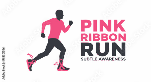 Pink Ribbon Run: A Vibrant Graphic Design for Breast Cancer Awareness and Charity