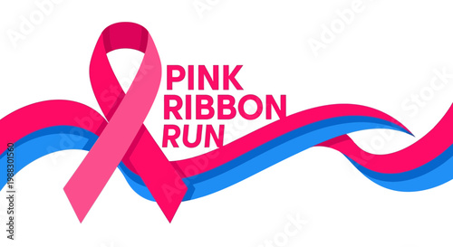 Pink Ribbon Run: A Vibrant Design for Hope, Health, and Breast Cancer Awareness