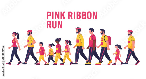 Pink Ribbon Run: A Vibrant Illustration of Unity, Strength, and Community Support