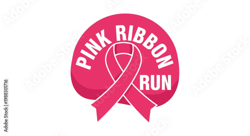 Pink Ribbon Run: A Vibrant Logo for Cancer Awareness and Fundraising Campaigns