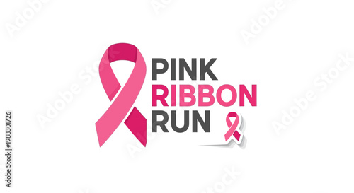 Pink Ribbon Run: A Vibrant Logo for Breast Cancer Awareness and Fundraising Events