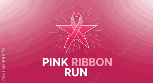 Pink Ribbon Run Design Highlighting Hope And Support With Gradient Background Illustration