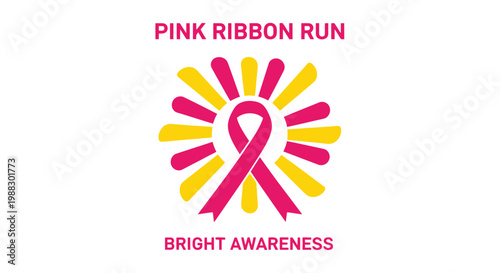 Pink Ribbon Run: A Vibrant Visual Depicting Breast Cancer Awareness And Support Design