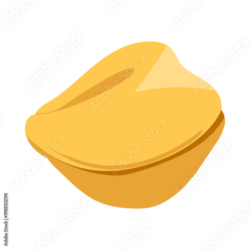 Single isolated fortune cookie with simple clean design on a white background vector illustration