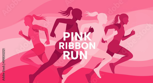 Pink Ribbon Run Awareness Event Fitness Celebration Vibrant Movement