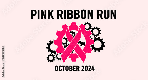 Pink Ribbon Run Event Featuring Gears and Ribbon for Charity in October 2024