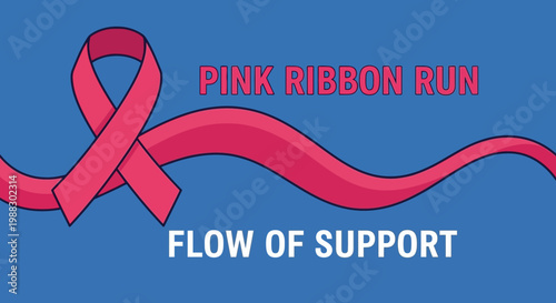Pink Ribbon Run Flow Of Support Awareness Event Banner