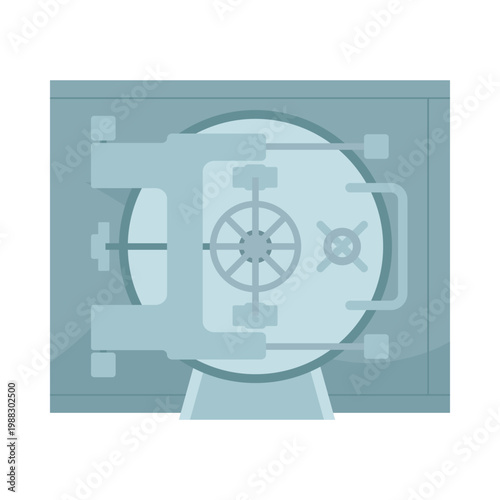 Front view of a secure isolated bank safe vault door on white background vector illustration