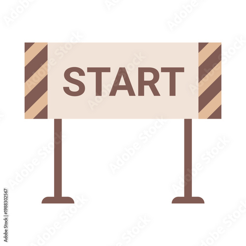 Minimal flat start sign isolated on white background for race or event vector illustration