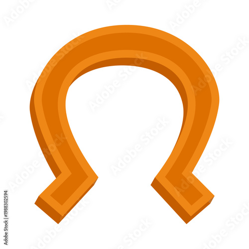 Orange broken horseshoe symbol representing bad luck, isolated on white background, vector illustration