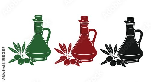 Bottle olive oil vector illustration with herbs and spices