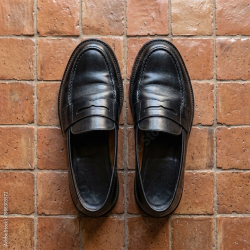 black leather shoes