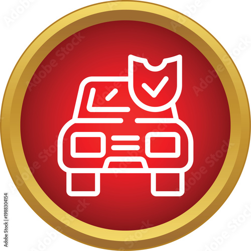 Car icon with a security shield and checkmark symbolizing vehicle protection