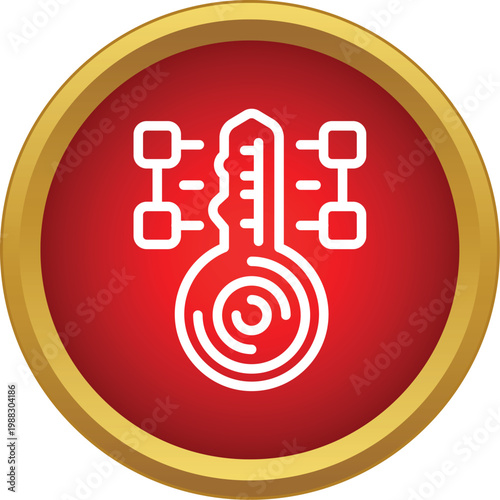 Key icon representing digital security and encrypted data access in a red circle