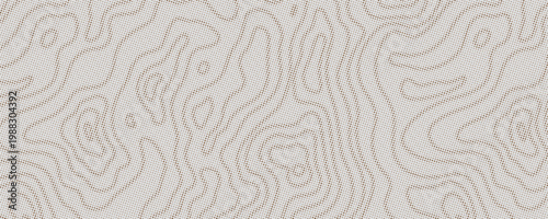 Brown Halftone Topographic Map Background with Minimalist Contour Line Pattern. Vector Illustration