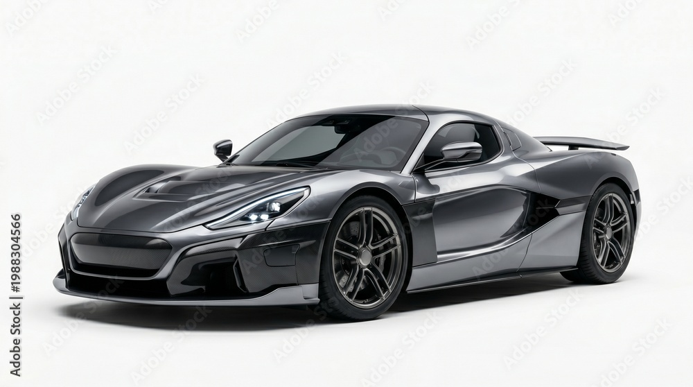 Fototapeta premium Ultra realistic front 3/4 angle photo of a futuristic electric supercar