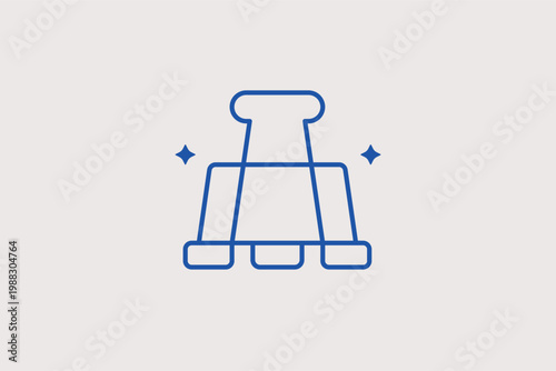 Large binder clip line icon for heavy document binding and office supply organization. Functional Vector Illustration for administrative desk branding and stationary marketing.