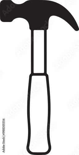 Minimalist Black Hammer Silhouette Icon – Vector Carpentry