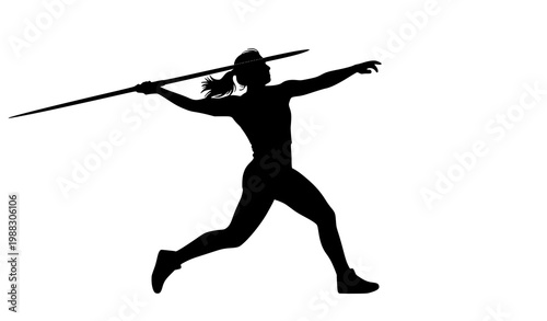 Female javelin thrower silhouette vector athletics action