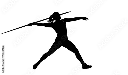 Female javelin athlete silhouette vector sport action
