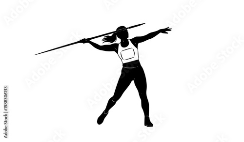 Javelin throw female silhouette vector athletics pose