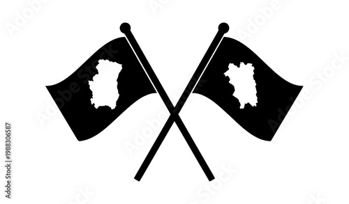 Banderas cruzadas siluetas países vector icono