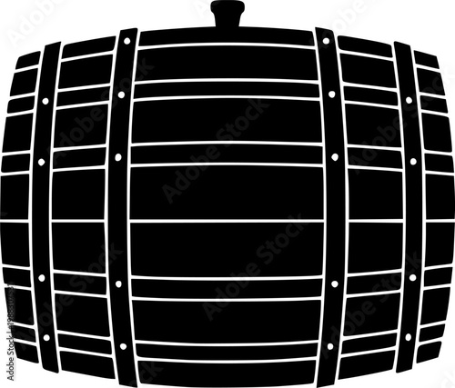 Black silhouette of manual wine press barrel isolated on white background
