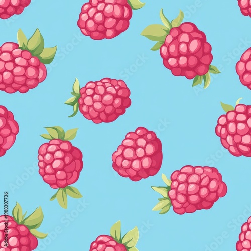 raspberry seamless pattern background illustration