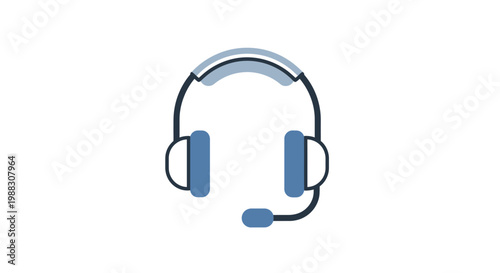 Minimalist Illustration of a Headset with Microphone on a Clean White Background