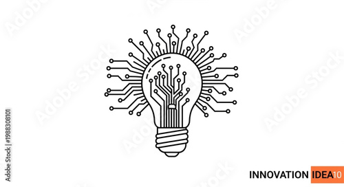 Digital light bulb with circuit board pattern symbolizing innovation and technology.