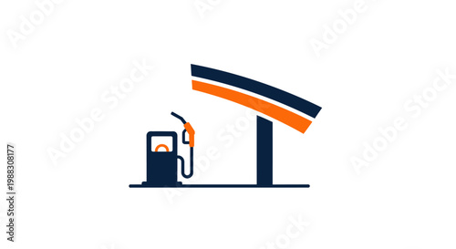Minimalist representation of a gas station logo design with modern aesthetic illustration