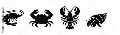 Marine Crustacean Silhouette Set
