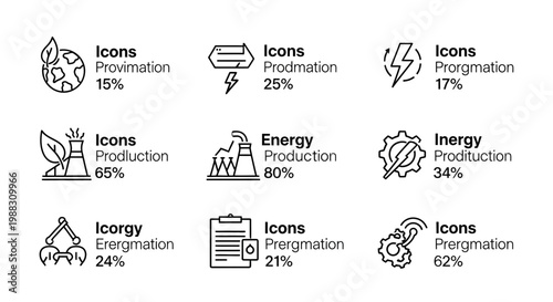 Sustainable Energy Production Icons and Concepts